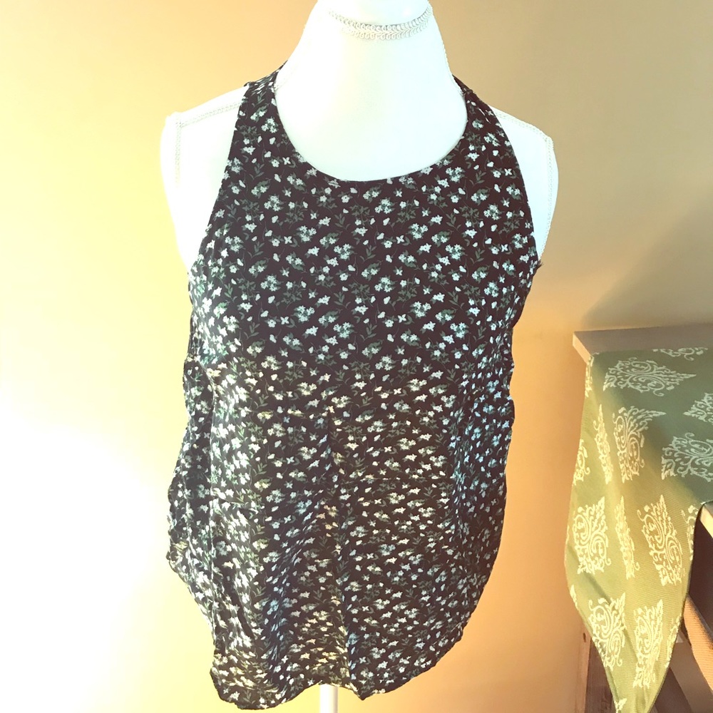 Old Navy Black Flowered Dress Tank